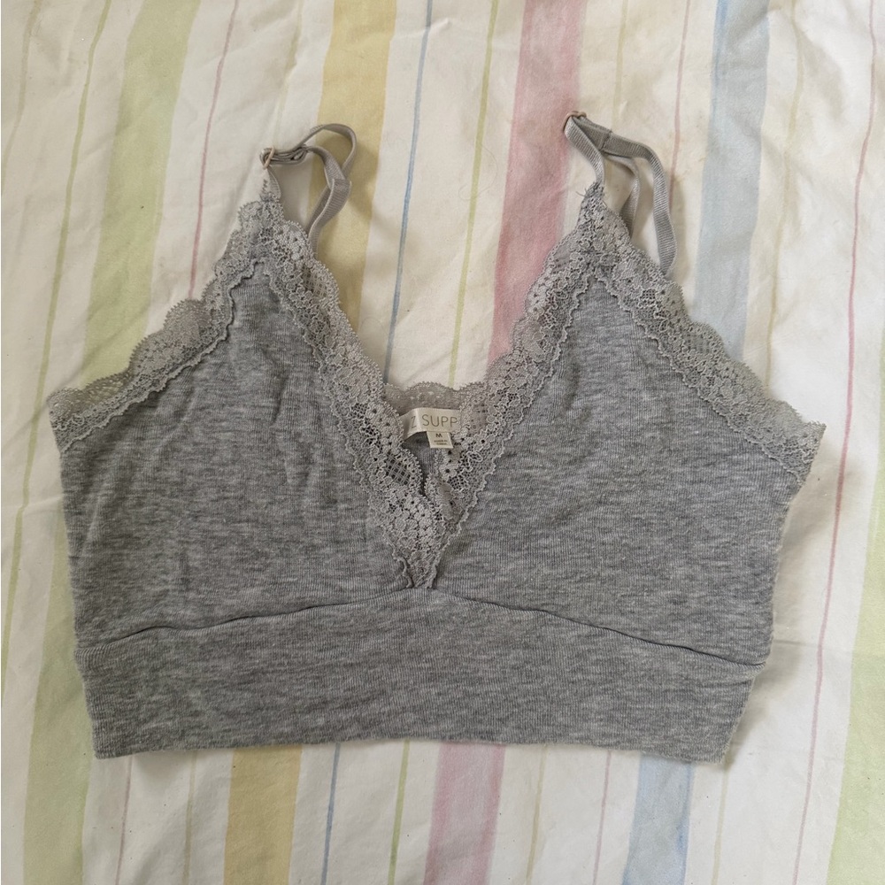 Z Supply Heather Gray Lace Bralette